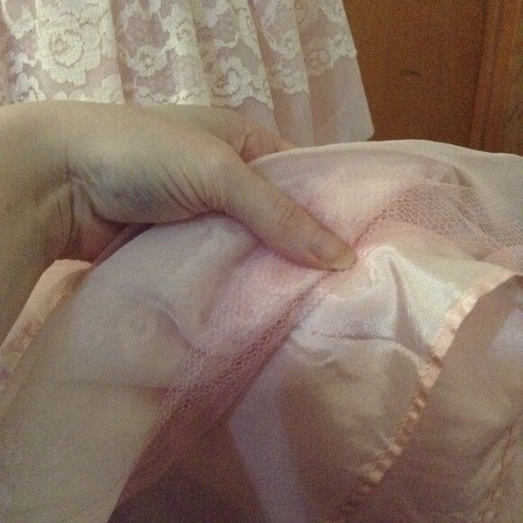 Vintage 1950s '50s Pink Lined Cupcake Layered Tiered Lace Cocktail Dress - Picture 5 of 5